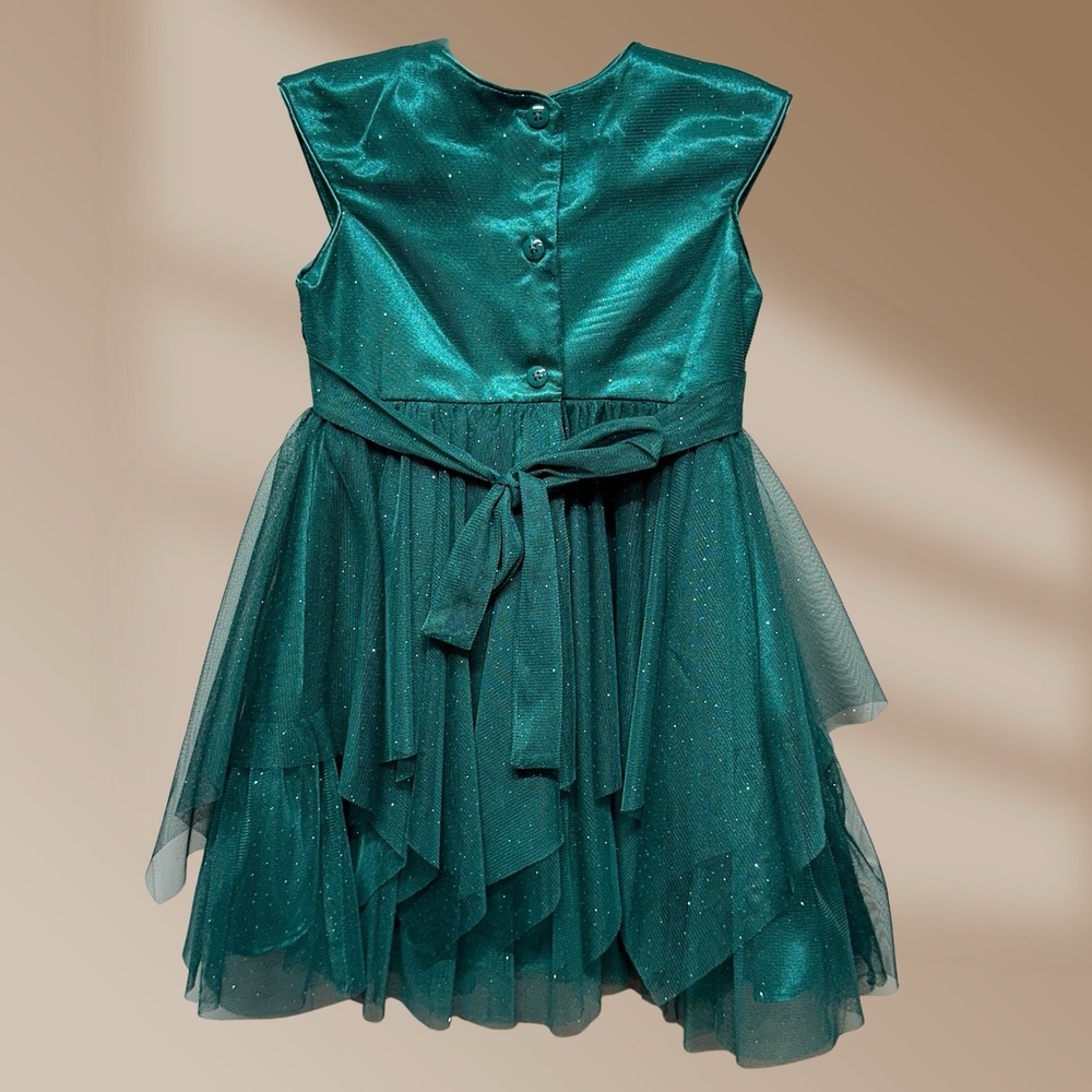 Jona Michelle Little Girls Party Dress Sequined Emerald Green Sz 4T - Picture 2 of 2